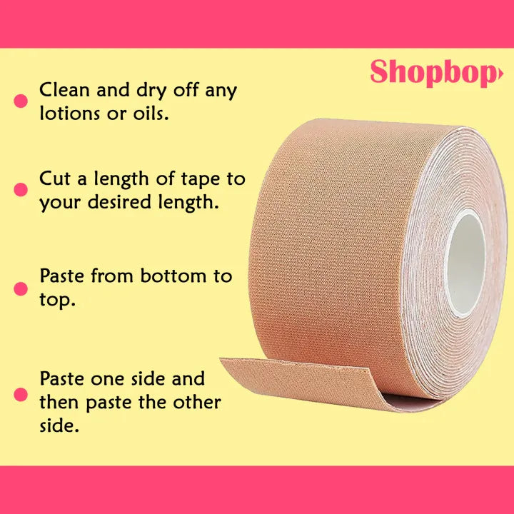 SHOPBOP 5M Boob Tape for Breast Lift – Body Tape for Push-Up & Shaping | Includes Nipple Covers | Waterproof & Sweat-Proof | Ideal for Backless & Strapless Looks