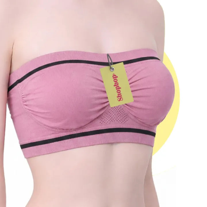 SHOPBOP Strapless Soft Non-Padded Tube Bra for Girls – Seamless Wireless Bandeau Bra 28–36 Sizes