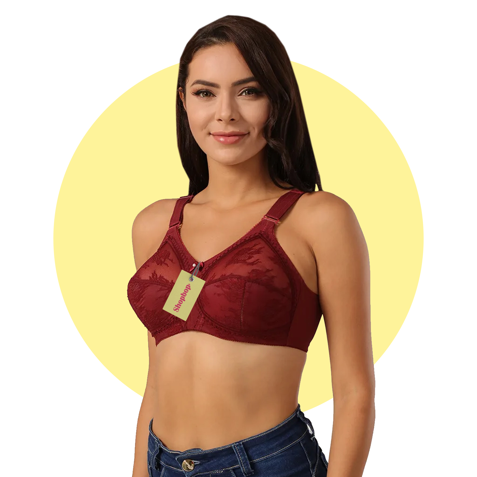 Jacqueline Bra Non Wired Support Bra Women Full Coverage Cup Maroon