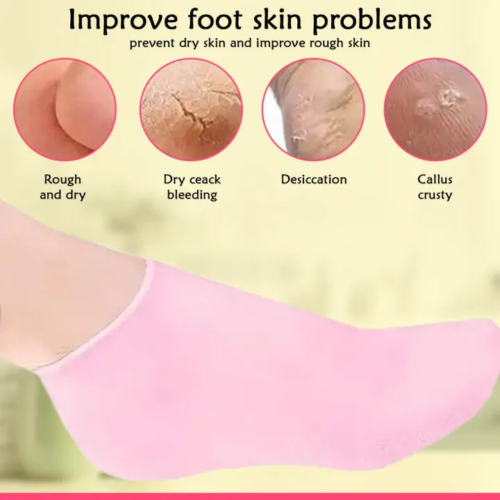 SHOPBOP Silicone Moisturizing Gel Socks 1 Pair Foot Spa Treatment, Anti-Crack & Exfoliating Care for Dry Feet