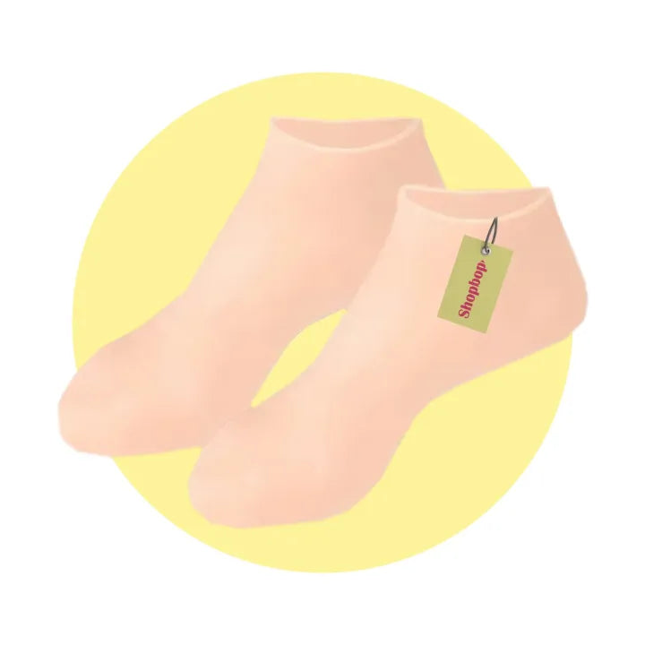 SHOPBOP Silicone Moisturizing Gel Socks 1 Pair Foot Spa Treatment, Anti-Crack & Exfoliating Care for Dry Feet
