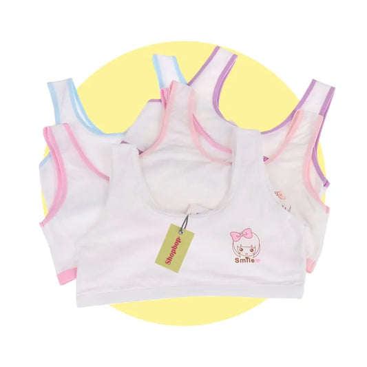 SHOPBOP Pack of 3 Cotton Training Bras for Teenage Girls – Solid Student Vest Tops, Wrapped Chest, Non-Padded & Steel-Free Bras