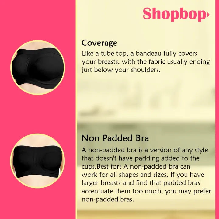 SHOPBOP Strapless Soft Non-Padded Tube Bra for Girls Wireless Bandeau Bra, Fits Sizes 28–36