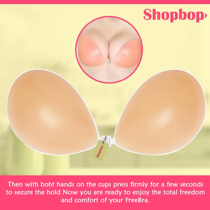 SHOPBOP Silicone Push-Up Bra for Women Reusable Strapless Sticky Bra, Invisible Breast Lift Adhesive Bra