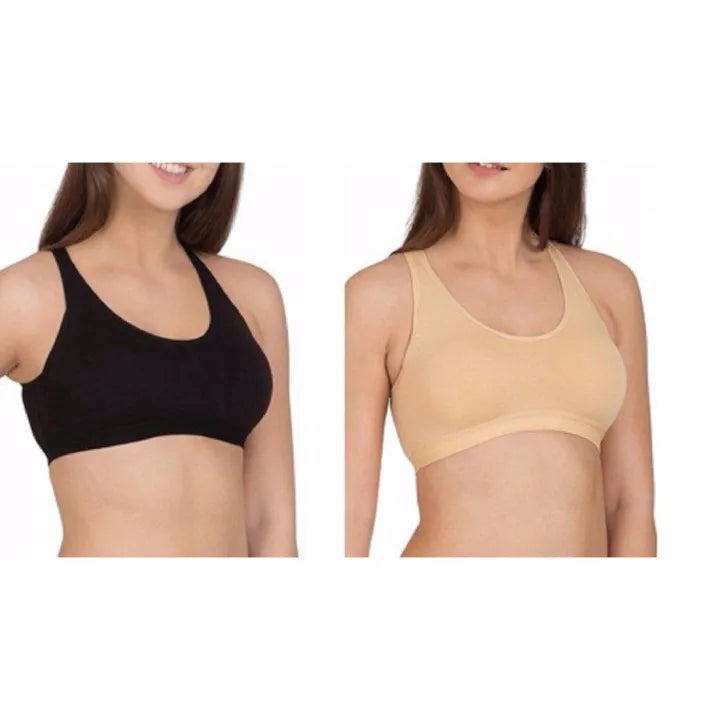 SHOPBOP Pack of 2 Women’s Air Sports Bras – Stretchable Seamless Non-Padded Bras for Girls & Ladies, Best Quality Fit