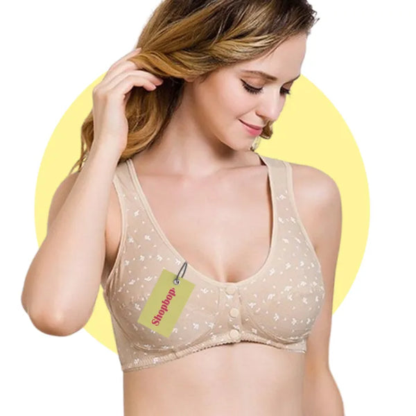 SHOPBOP Front Open Breastfeeding Bra Maternity Nursing Bra with 3 Button Closure - Imported Quality