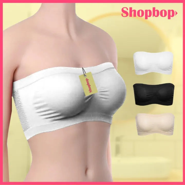 SHOPBOP Pack of 2 Strapless Soft Non-Padded Tube Bras for Girls – Wireless Bandeau Bras, Fits Sizes 28–36