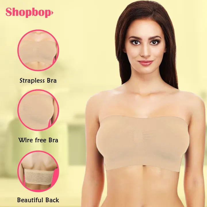 SHOPBOP Strapless Soft Non-Padded Tube Bra for Girls Wireless Bandeau Bra, Fits Sizes 28–36