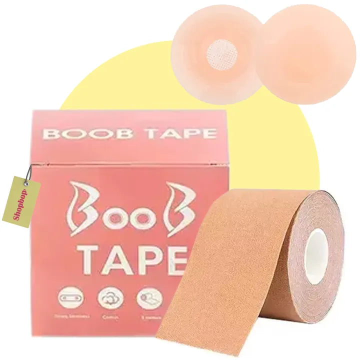 SHOPBOP 5M Boob Tape for Breast Lift – Body Tape for Push-Up & Shaping | Includes Nipple Covers | Waterproof & Sweat-Proof | Ideal for Backless & Strapless Looks