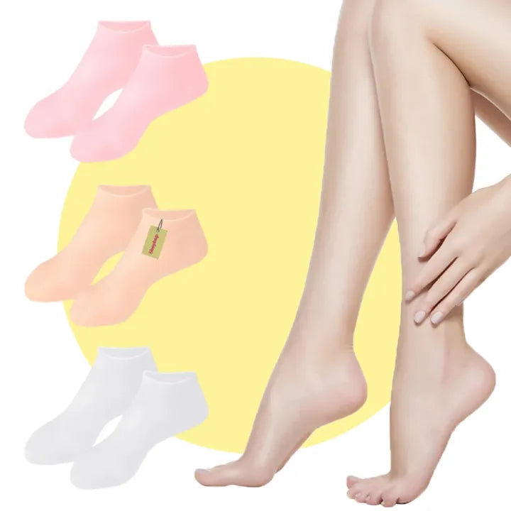 SHOPBOP Silicone Moisturizing Gel Socks 1 Pair Foot Spa Treatment, Anti-Crack & Exfoliating Care for Dry Feet
