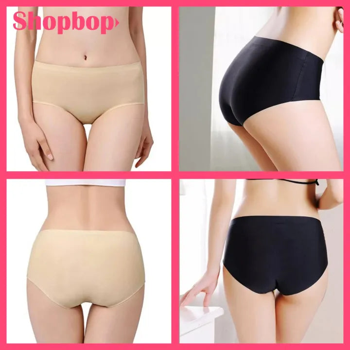 SHOPBOP Pack of 3 Ice Silk Seamless Panties for Women & Girls Lightweight, Stretchable Fancy Briefs with Comfortable Fit