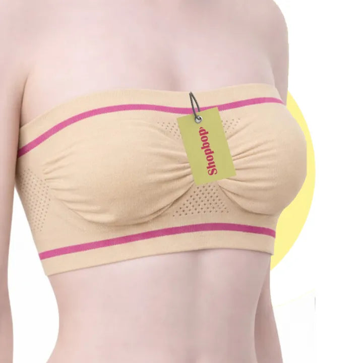 SHOPBOP Strapless Soft Non-Padded Tube Bra for Girls – Seamless Wireless Bandeau Bra 28–36 Sizes
