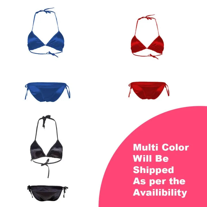 SHOPBOP Sexy Metallic Bikini Sets Women Hot Wet Look Two Piece Bra with Underwear