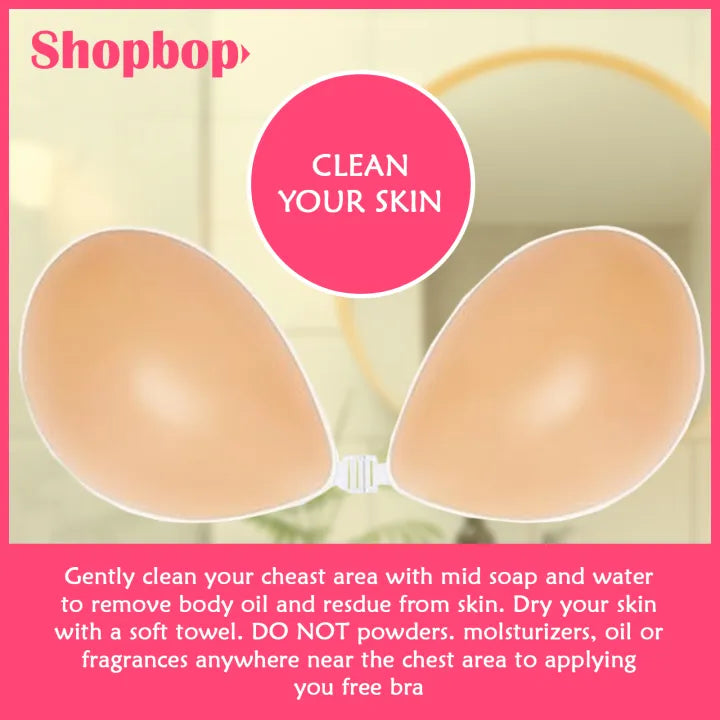 SHOPBOP Silicone Push-Up Bra for Women Reusable Strapless Sticky Bra, Invisible Breast Lift Adhesive Bra