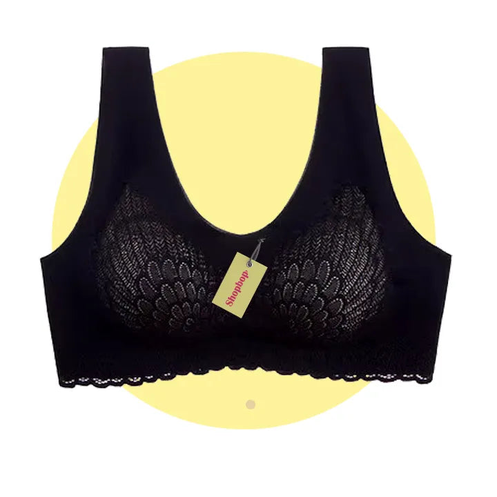 SHOPBOP Latex Seamless Push-Up Bra for Women – Padded Vest Top Sports Bra, Wireless Brassiere (Free Size 32–38)