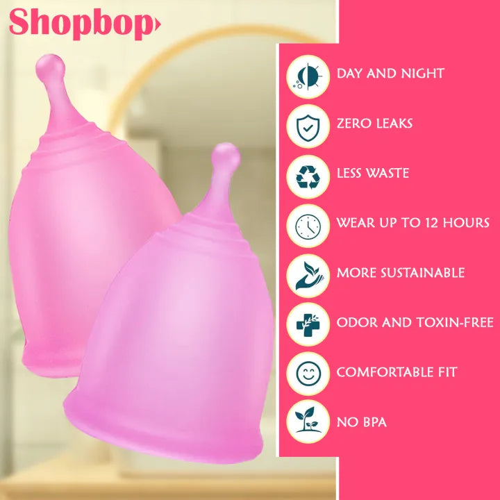 SHOPBOP Reusable Medical-Grade Silicone Menstrual Cup for Women & Girls Hygienic Period Cup, Available in Small, Medium & Large Sizes