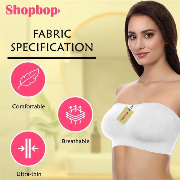 SHOPBOP Strapless Soft Non-Padded Tube Bra for Girls Wireless Bandeau Bra, Fits Sizes 28–36