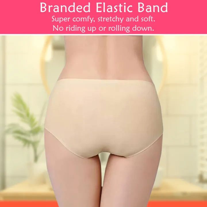 SHOPBOP Pack of 3 Ice Silk Seamless Panties for Women & Girls Lightweight, Stretchable Fancy Briefs with Comfortable Fit