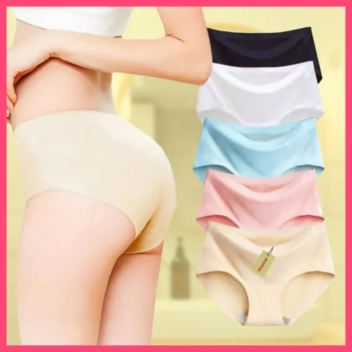 SHOPBOP Pack of 3 Ice Silk Seamless Panties for Women & Girls Lightweight, Stretchable Fancy Briefs with Comfortable Fit