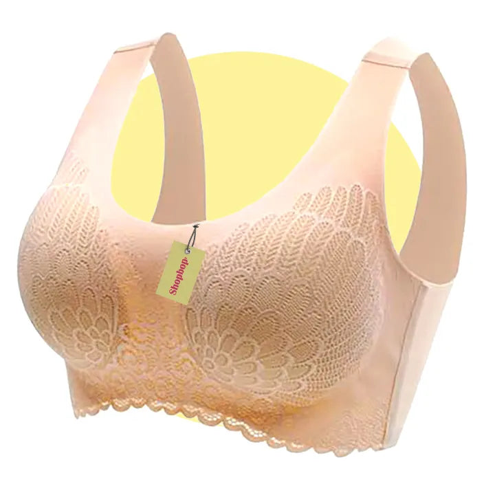 SHOPBOP Latex Seamless Push-Up Bra for Women – Padded Vest Top Sports Bra, Wireless Brassiere (Free Size 32–38)