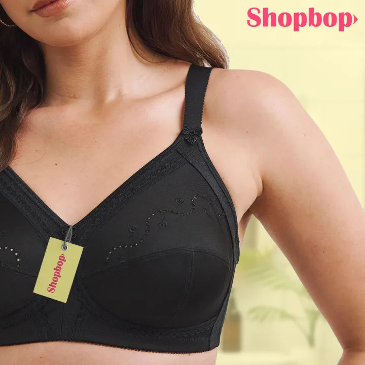SHOPBOP Full Coverage Cotton Bra for Women – 100% Original Non-Padded, Non-Wired Full Cup Support Bra, Comfortable Cotton Bra