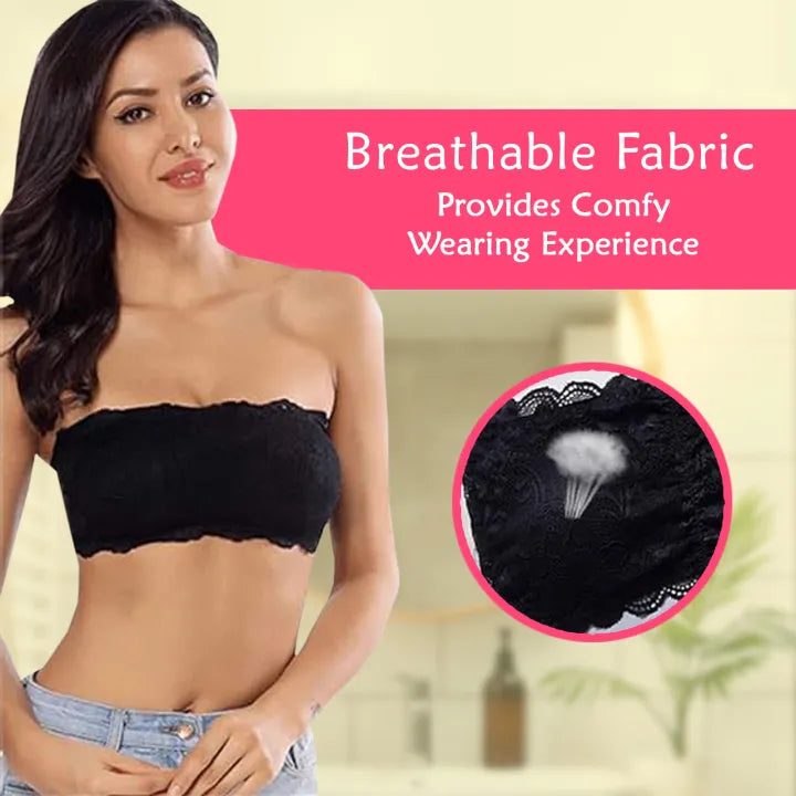 SHOPBOP Fancy Padded Strapless Bra for Girls – Wireless Tube Top Brassiere, Free Size 28–34