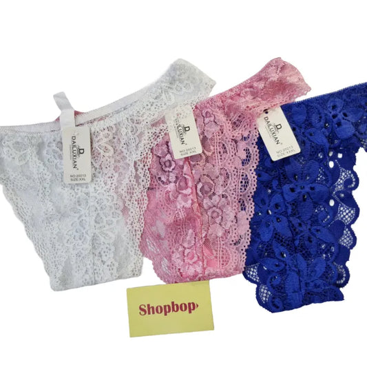 SHOPBOP Pack of 3 Lace Mesh Panties for Women Transparent Lace Briefs, Lightweight Breathable Underpants for Women & Girls