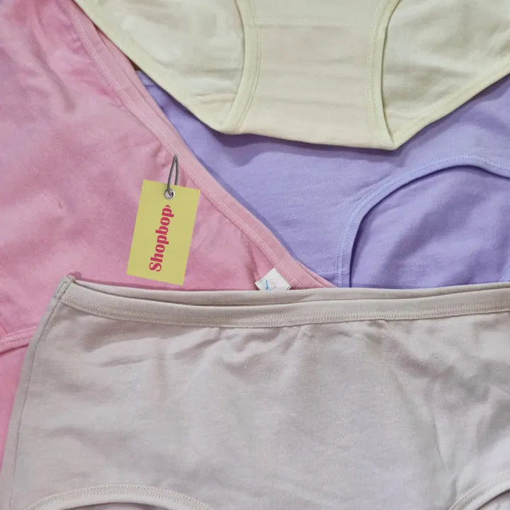 SHOPBOP Pack of 3 Soft Cotton Panties for Women & Girls – Seamless Briefs, Multiple Designs, Comfortable Everyday Wear