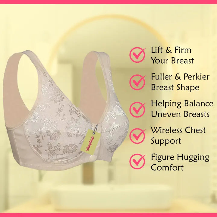 SHOPBOP Front Open Breastfeeding Bra Maternity Nursing Bra with 3 Button Closure - Imported Quality