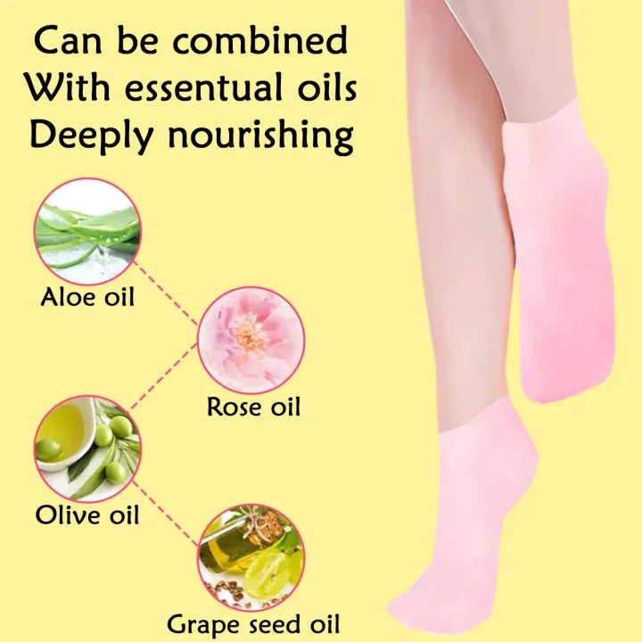 SHOPBOP Silicone Moisturizing Gel Socks 1 Pair Foot Spa Treatment, Anti-Crack & Exfoliating Care for Dry Feet