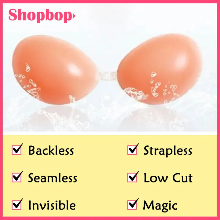 SHOPBOP Silicone Push-Up Bra for Women Reusable Strapless Sticky Bra, Invisible Breast Lift Adhesive Bra