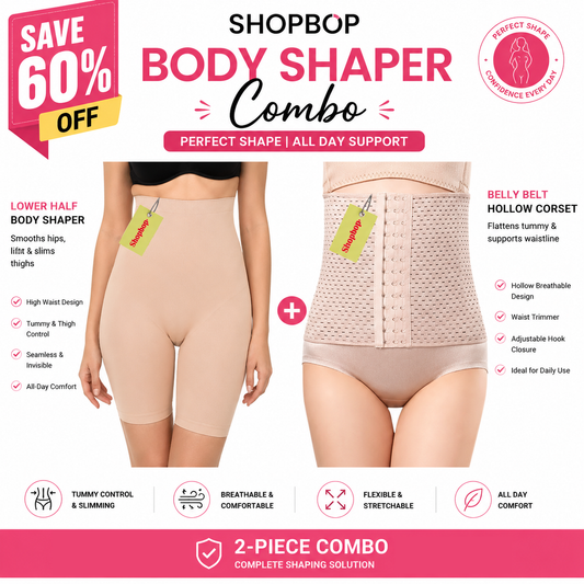 SHOPBOP Body Shaper Combo for Women – Lower Half Body Shaper + Belly Belt Waist Trainer
