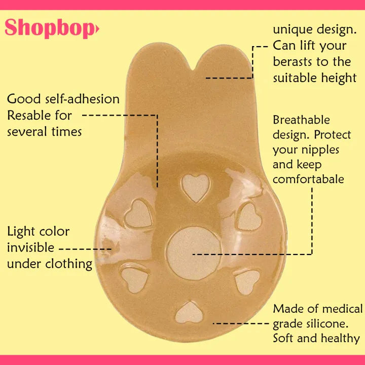 SHOPBOP Push-Up Adhesive Bras for Women 1 Pair Backless Strapless Invisible Silicone Sticky Bra, Wireless Breast Lift Bralette