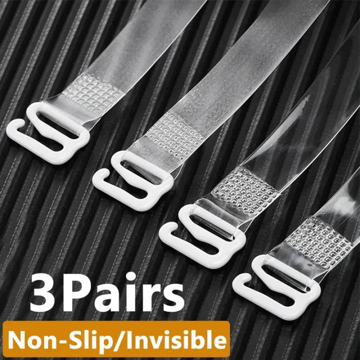 SHOPBOP Pack of 3 Invisible Transparent Bra Straps Adjustable Elastic Silicone Straps for Women & Girls, Clear & Comfortable