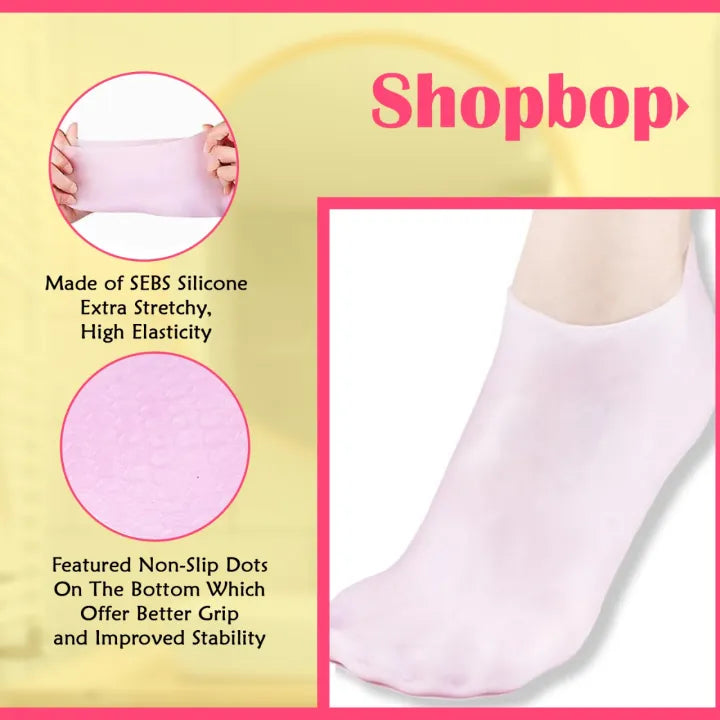SHOPBOP Silicone Moisturizing Gel Socks 1 Pair Foot Spa Treatment, Anti-Crack & Exfoliating Care for Dry Feet