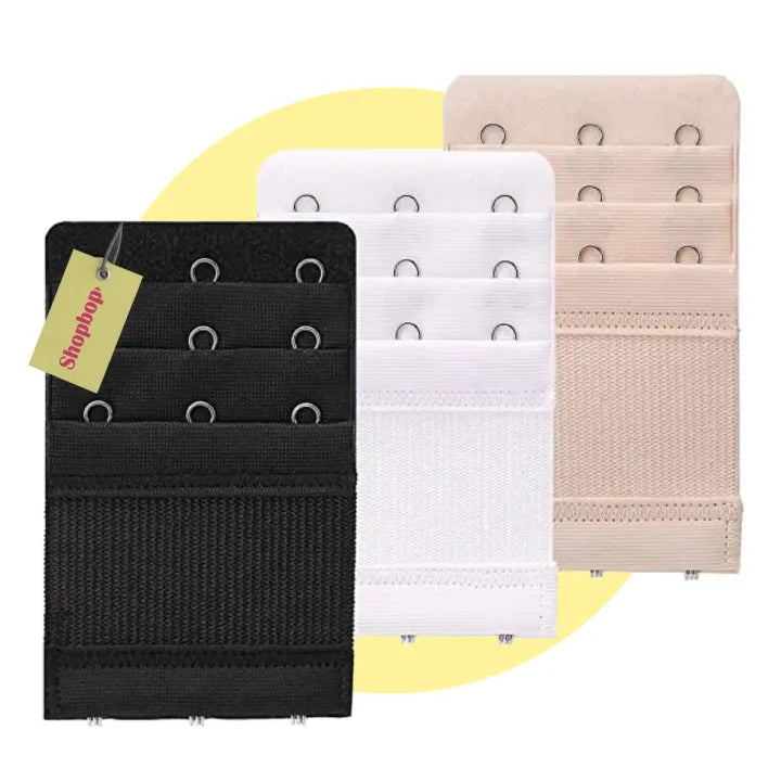 SHOPBOP Pack of 3 Bra Extenders 3 Hooks & 3 Rows Bra Closure Extensions, Soft, Comfortable & Adjustable Fit for Women