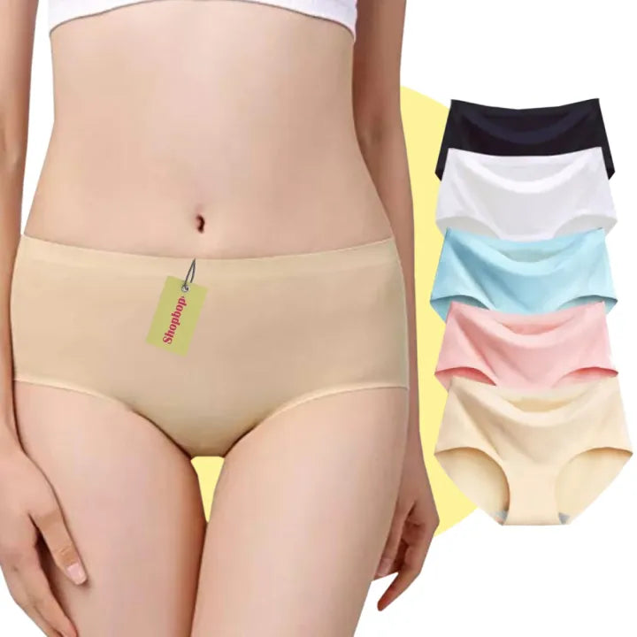 SHOPBOP Pack of 3 Ice Silk Seamless Panties for Women & Girls Lightweight, Stretchable Fancy Briefs with Comfortable Fit