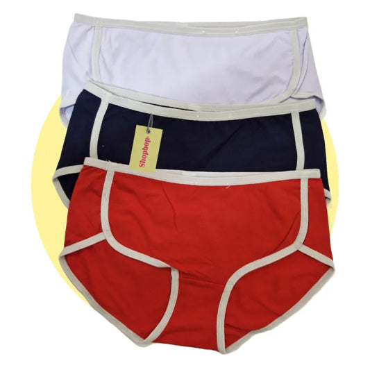 SHOPBOP Pack of 3 Soft Cotton Panties for Women & Girls Seamless Multi-Design Briefs, Comfortable & Breathable Fit