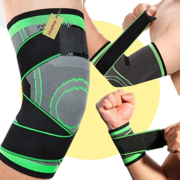 SHOPBOP Adjustable Knee, Wrist & Elbow Support Nylon Compression Braces for Pain Relief, Patella Stabilizer, Sports & Fitness, Breathable Support Gear