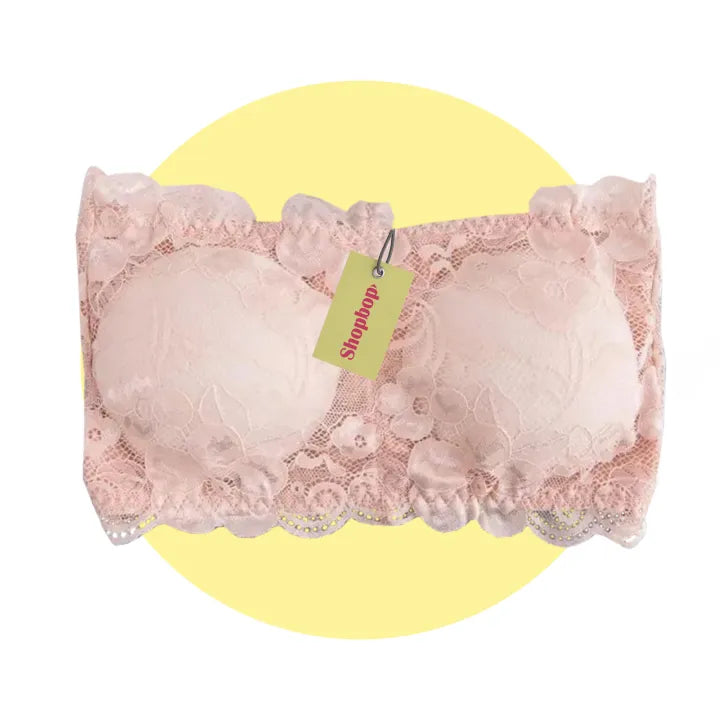 SHOPBOP Lace Strapless Tube Bra for Women Wireless Bandeau Style Bra 28-32