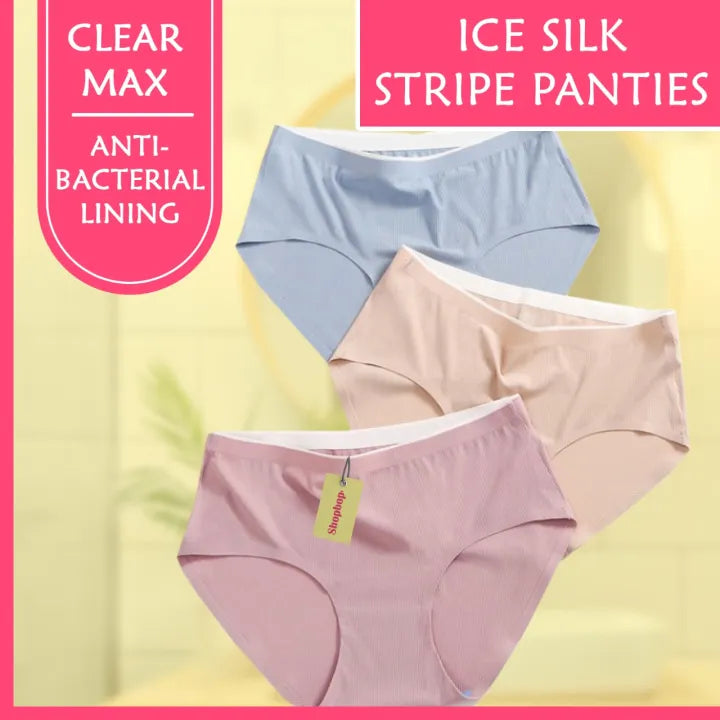 SHOPBOP Pack of 3 Ice Silk Seamless Panties for Women & Girls Lightweight, Stretchable Fancy Briefs with Comfortable Fit