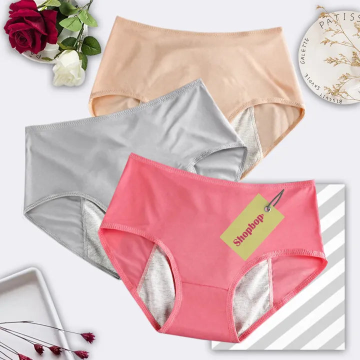 SHOPBOP Pack of 3 Women’s Leak Proof Period Panties Large Size Cotton Menstrual Underwear Briefs