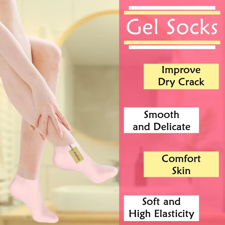 SHOPBOP Silicone Moisturizing Gel Socks 1 Pair Foot Spa Treatment, Anti-Crack & Exfoliating Care for Dry Feet