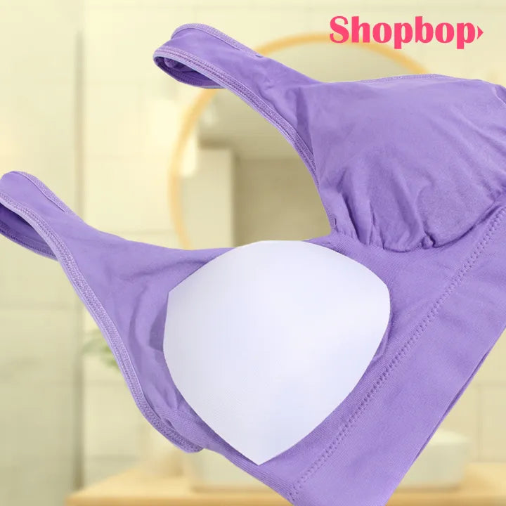 SHOPBOP Seamless Air Sports Bra for Women – Breathable Wire-Free Padded Bralette Crop Top, Comfortable Lingerie Bra