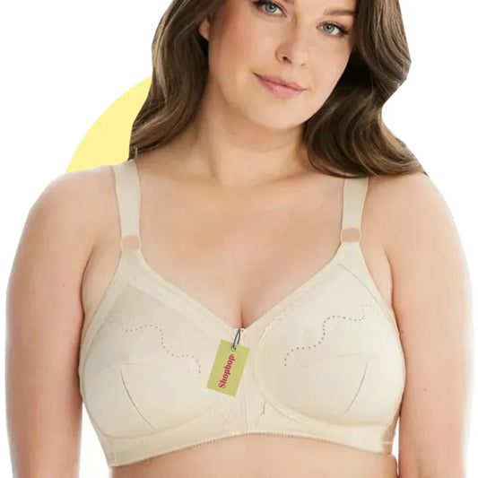 SHOPBOP Full Coverage Cotton Bra for Women – 100% Original Non-Padded, Non-Wired Full Cup Support Bra, Comfortable Cotton Bra