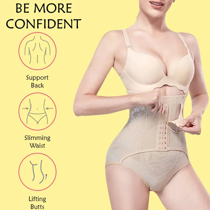 Women’s Waist Trainer Shapewear – Tummy Control Butt Lifter Slimming Panties with Hooks