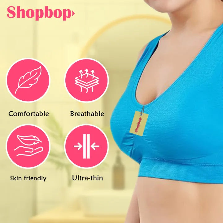 SHOPBOP Seamless Air Sports Bra for Women – Breathable Wire-Free Padded Bralette Crop Top, Comfortable Lingerie Bra