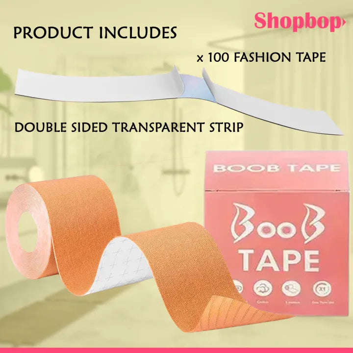 SHOPBOP 5M Boob Tape for Breast Lift – Body Tape for Push-Up & Shaping | Includes Nipple Covers | Waterproof & Sweat-Proof | Ideal for Backless & Strapless Looks