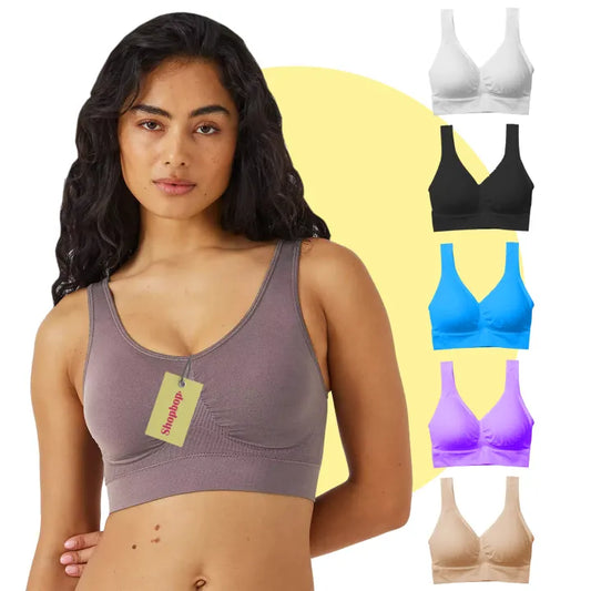SHOPBOP Seamless Air Sports Bra for Women – Breathable Wire-Free Padded Bralette Crop Top, Comfortable Lingerie Bra